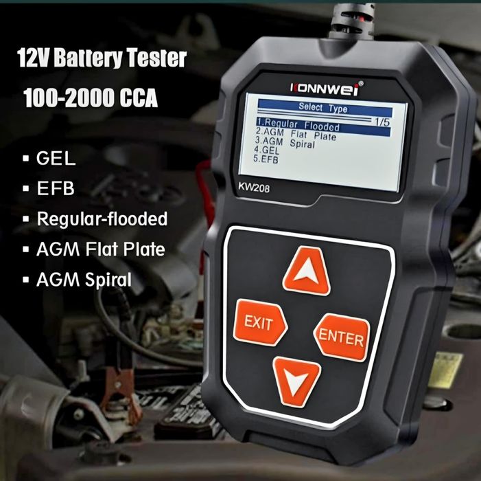 Дигитален тестер за акумулатори (товарна вилка) KONNWEI KW208