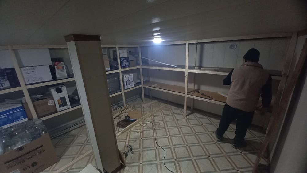 Стелаж яасаймиз подвалда ва складларга