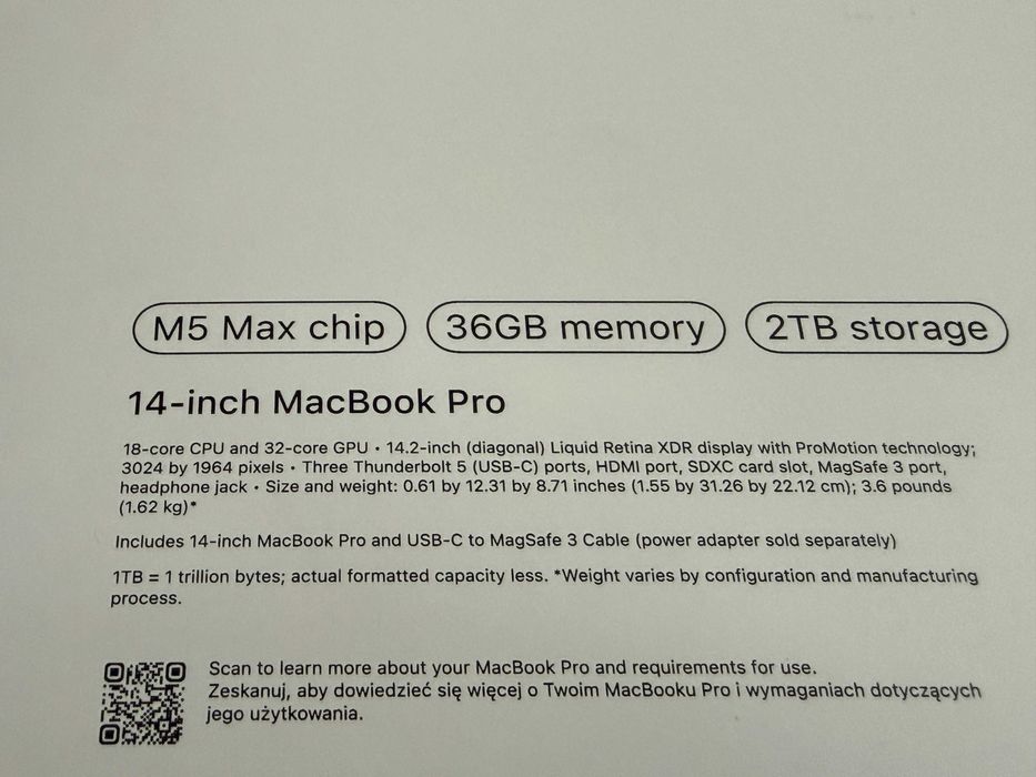 НОВ! MacBook Pro 14 M5 MAX`18 CPU/32 GPU/36GB RAM/2TB SSD/Гаранция