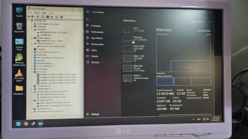 Computer complet cu monitor LG tastatură și mouse i5 Windows 11 SSD