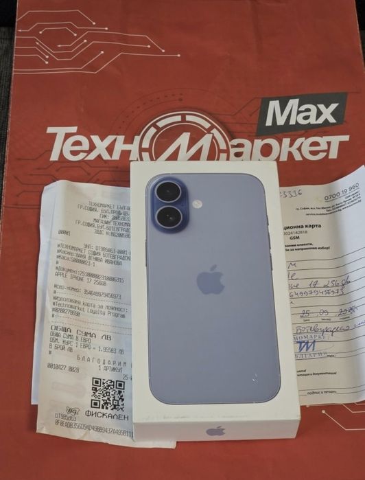 КАТО НОВ 256GB iPhone 17 Гаранция Техномаркет 2027 Blue | Син
