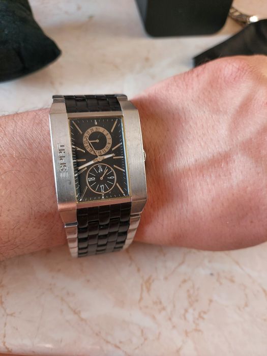 Ceas mare bărbat Esprit Black titanium 10741,baterie noua,quartz