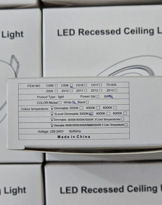 Set 10 spoturi LED încastrate, 6W, reglabile, alb cald 3000K, IP44