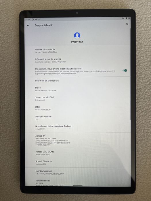 lenovo tab m10 tb x606x 2g ram 32gb