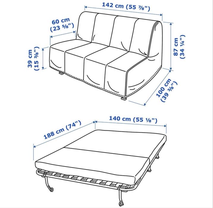 Canapea extensibila Ikea Lycksele Saltea Noua+Husa