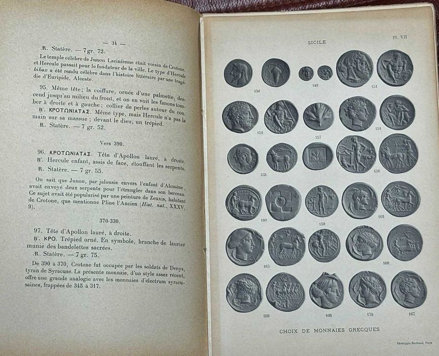 carte de numismatica rara - monede si medalii antice grecesti, an 1913