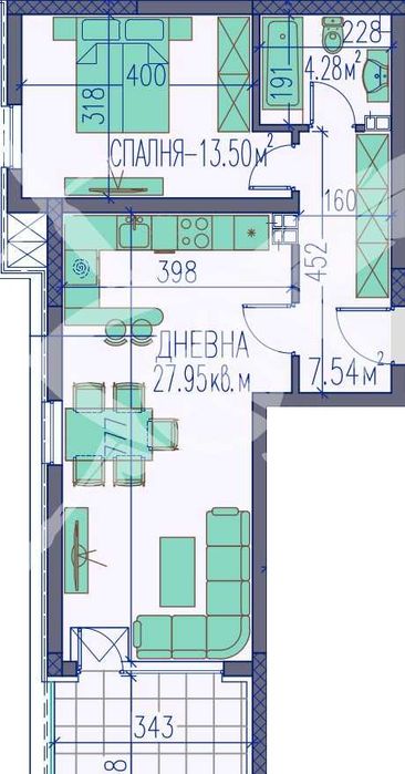 Двустаен апартамент Изгрев 425-15440
