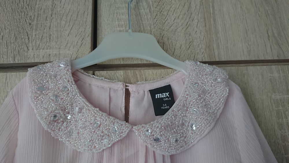 Bluza eleganta guler mărgele fete 5-6 ani, 110 cm