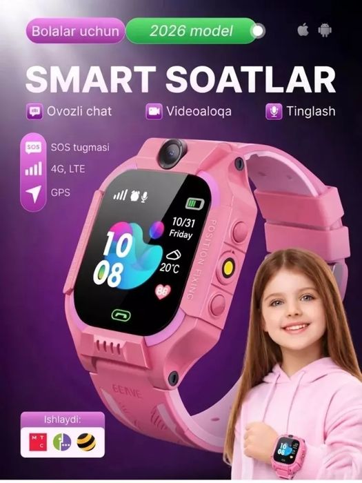 HOCO Y105A bolalar aqlli soati GPS, SIM-karta, kamera, qo‘ng‘iroq, geo