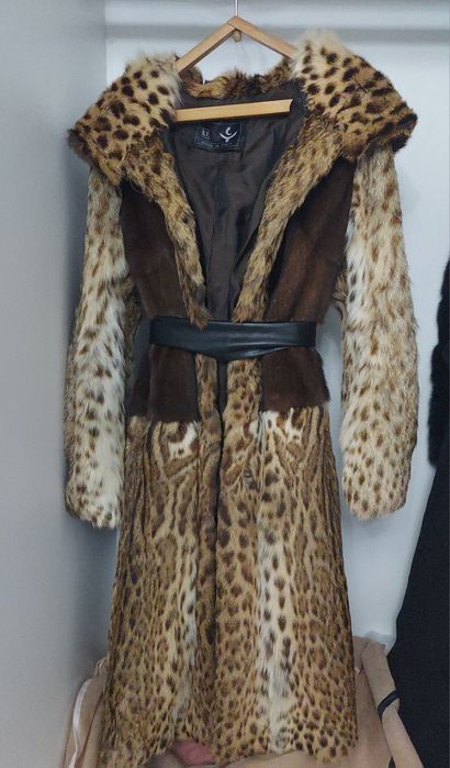 Норковая шуба рысь с капюшоном