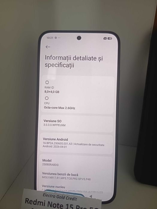 Redmi Note 15 Pro 5G 8GB RAM/256GB/Black/Produs impecabil! ID10705
