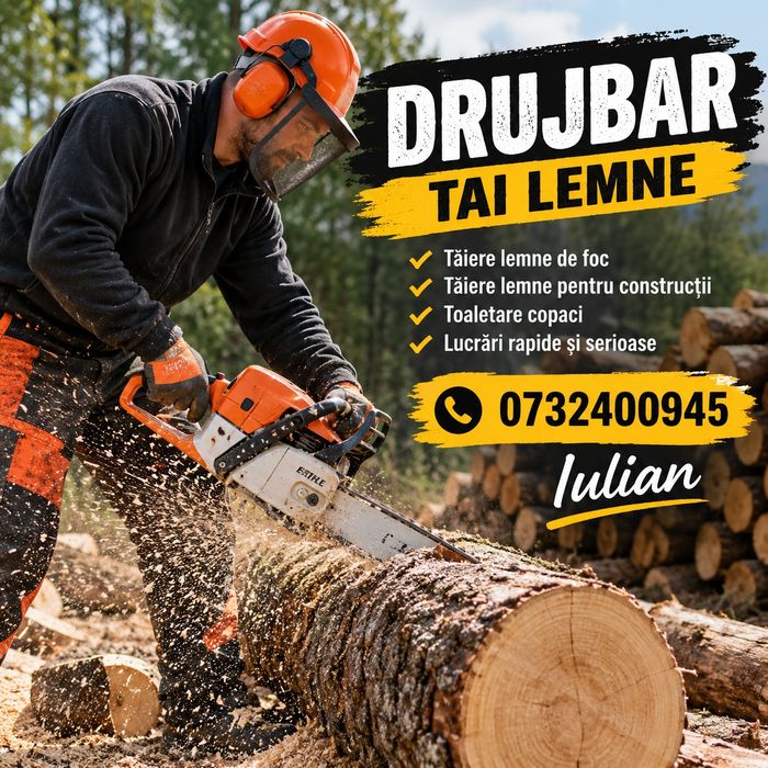 TAI LEMNE CU DRUJBA LA DOMICILIU! 

Ofer servicii de tăiat lemne cu drujba, direct la domiciliul dumneavoastră!