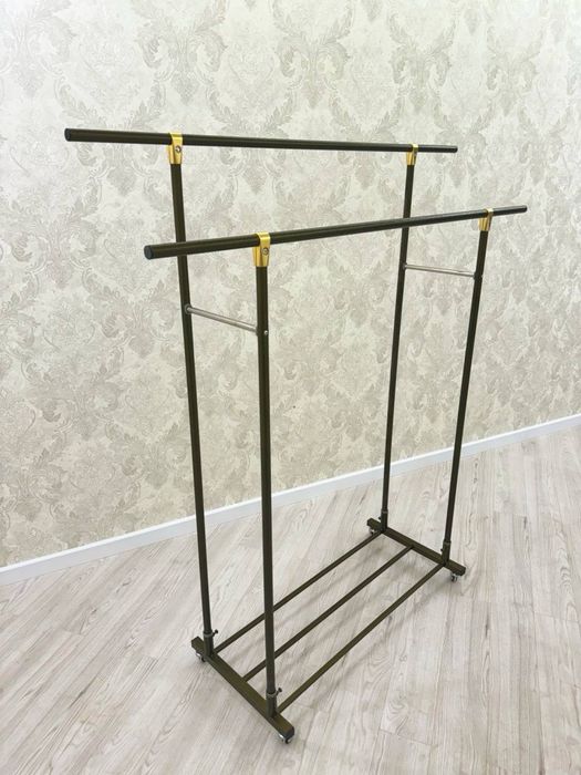 вешалка металлическая напольная 1.75×1.50 м (серый/золотой)