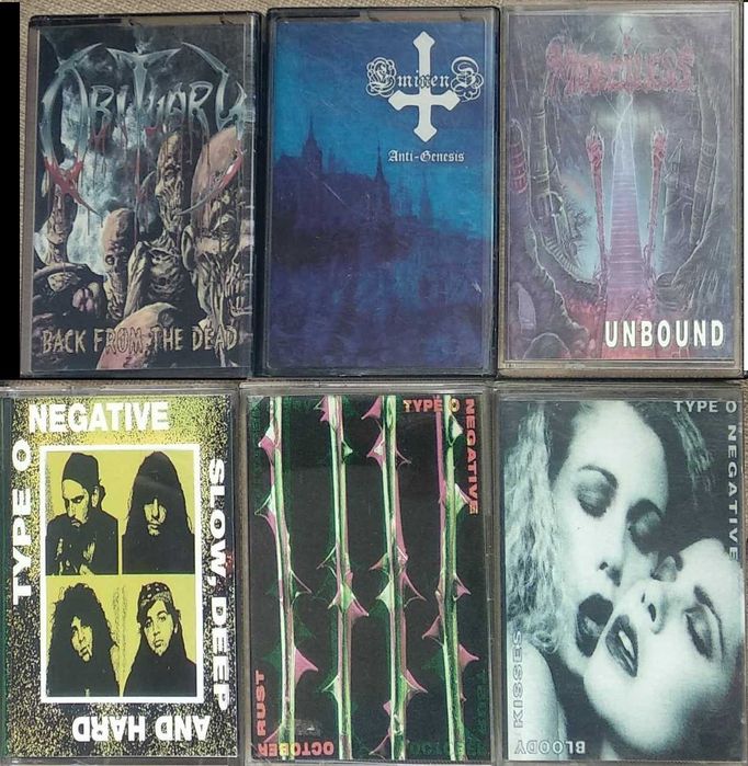 Неофициални аудио касети с метъл (блек, дет) и рок