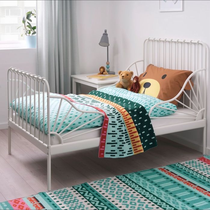 Pat IKEA Minnen extensibil + somiera + saltea (2 paturi/bucati)