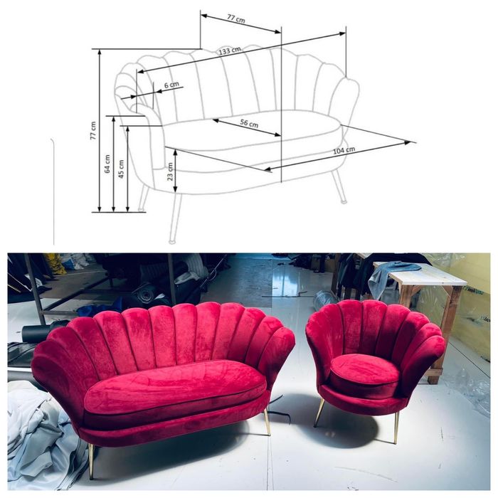 Промоционален посетителски  комплект дивани тип „мида“