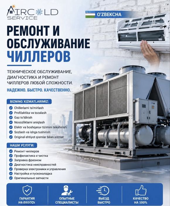ремонт Чиллер и хлодилник камера и систем VRF, VRV,  Фанкойл