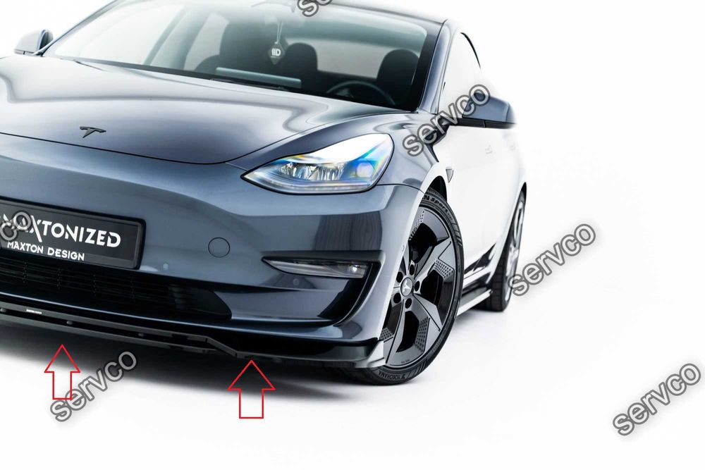 Pachet Set Splitter Exterior Lip Prelungiri Body kit tuning Tesla Model 3 2017-2023 v4 - Maxton Design