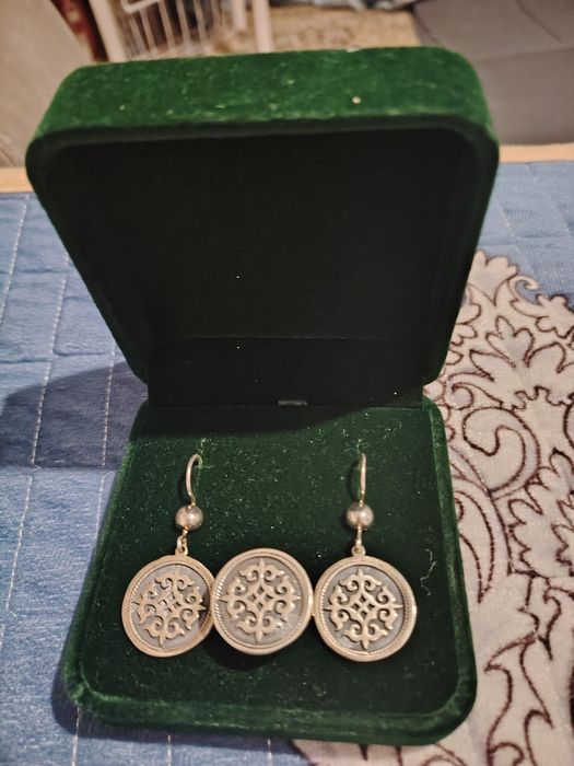 Серебреный набор серьги и кольцо