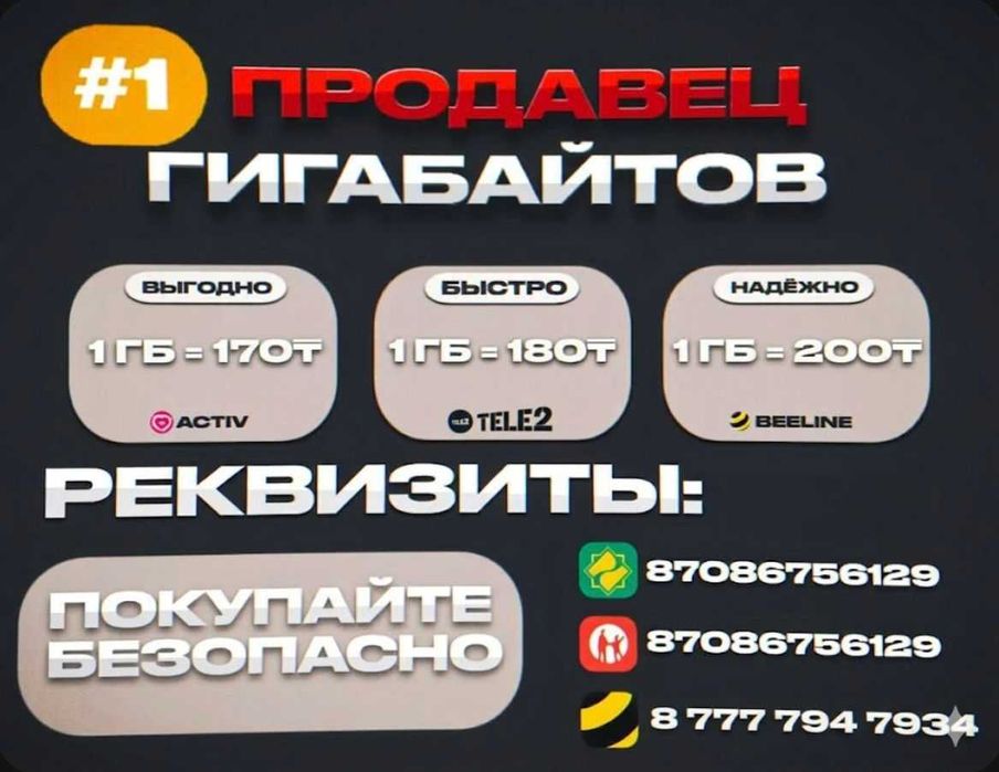 гигабайты на BEELINE TELE2 ACTIV