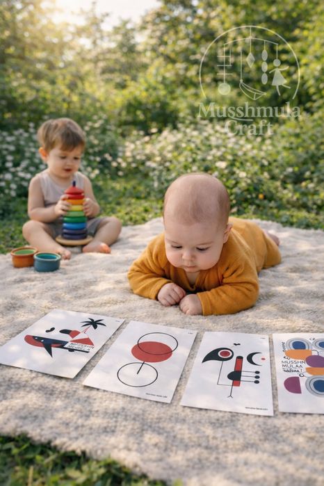 Карти за бебе за визуална стимулация-Монтесори-подарък-бебе/новородено