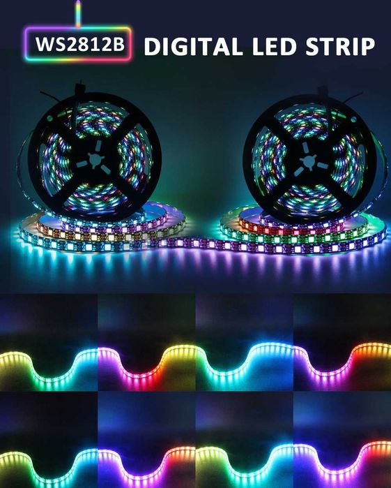 Banda LED RGB-IC adresabilă WS2812B 30 LED/m IP65 – 5m DC5V,CI adresabil individual