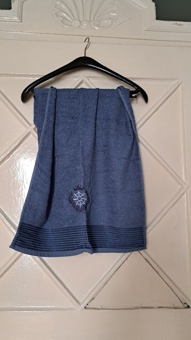 Памучен халат с колан и кърпа