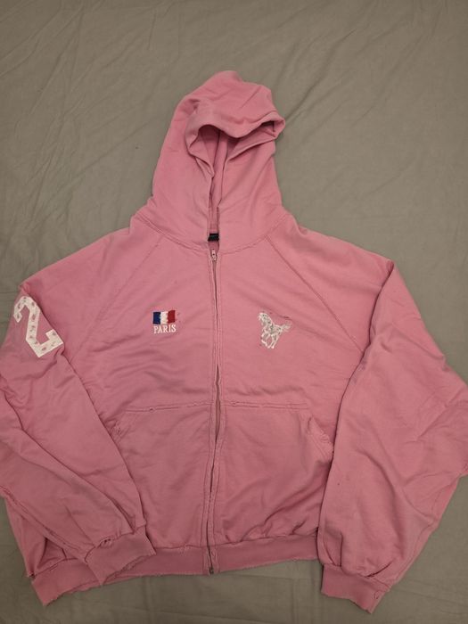 Balenciaga Polo Zip Up Pink Distressed