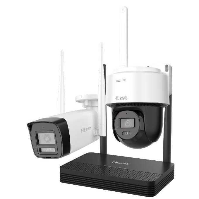 Kit 2 camere sigilat Wifi bullet + PTZ cu NVS HiLook IKS-2042BPH-PH/W 2MP IR 30m detectie miscare Nou Garantie