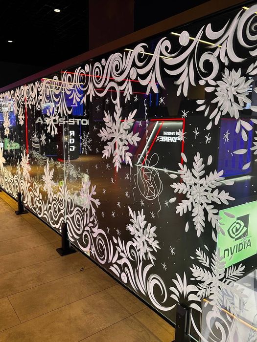 Рисуем на стеклах новогодняя роспись стекл