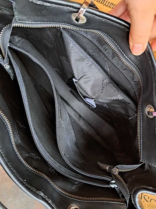 дамска черна чанта,Frederic Paris,кожена-естествена кожа