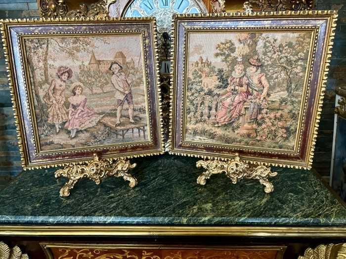 Rafinat set-tablouri in stil victorian-tapiserii-scene galante-rame baroc-Anglia
