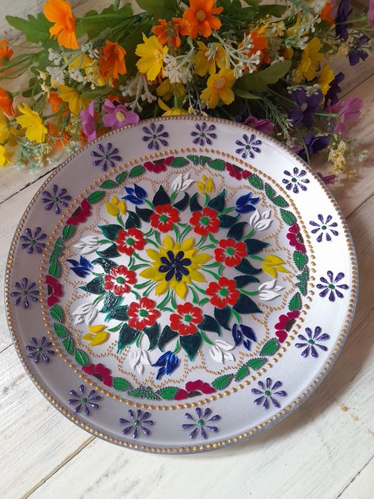 Интерьерная тарелка стеклянная