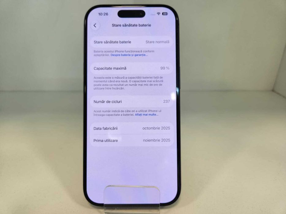 Telefon Apple Iphone 17 Pro 256Gb – Baterie 99% (Ag8 Tudor/B75243) – Garantie 2 Ani!