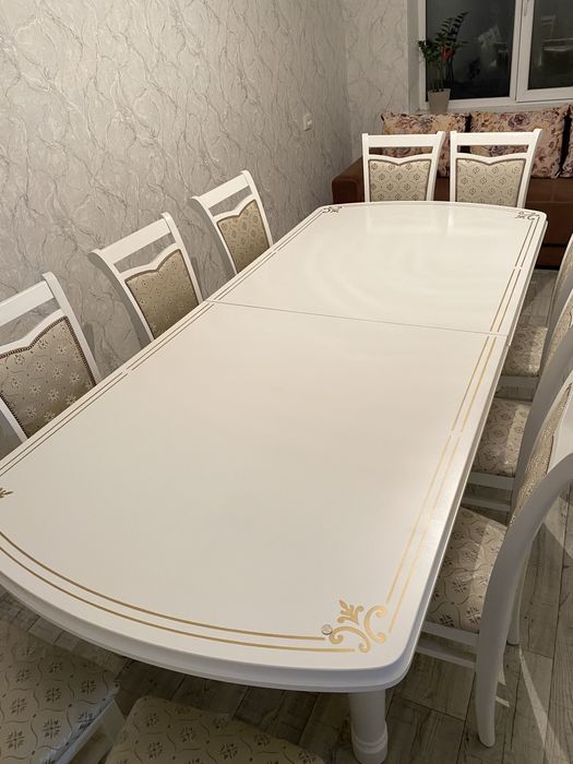 Стол со стульями белый комплект