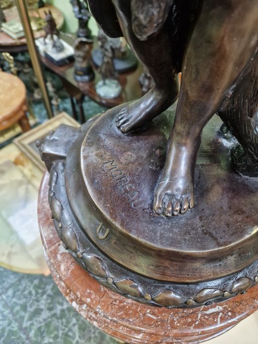 Голяма уникална антикварна френска бронзова фигура