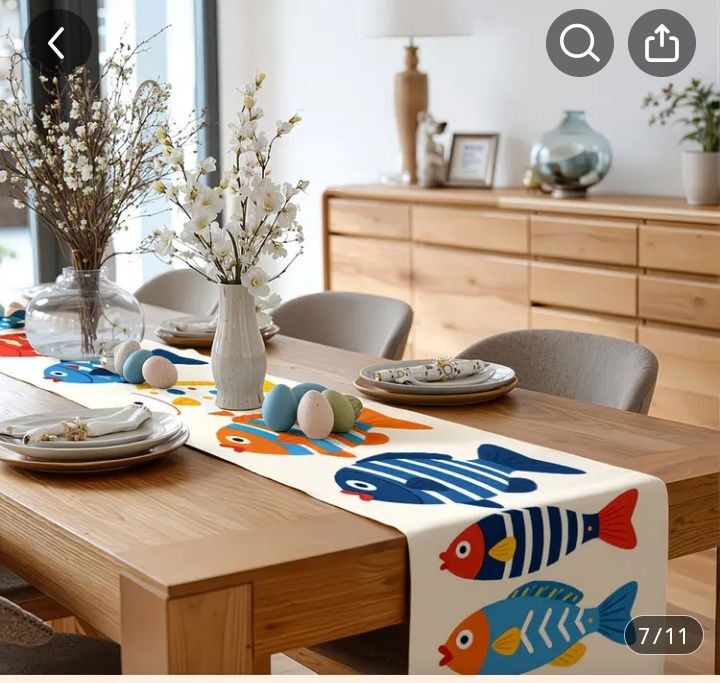 Цветен морски тишлайфер Ярка Тъкан, Празнична Покривка за Маса