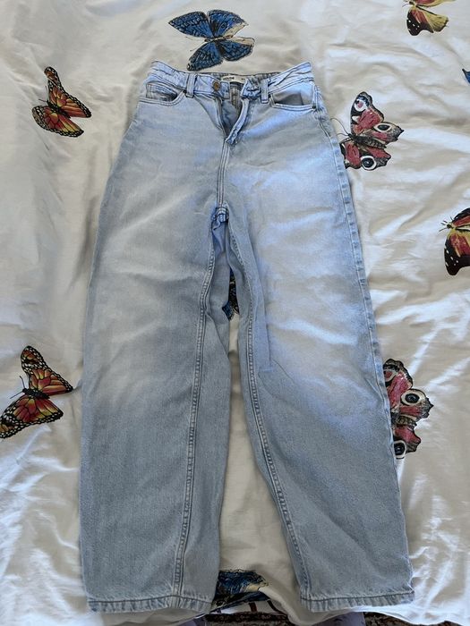 голубые baggy джинсы