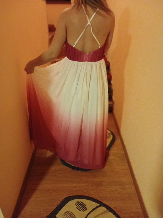 Rochie ocazie alb-roz