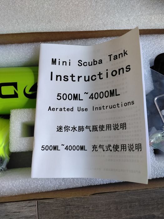 DCCMS Mini Scuba Tank 500 ml – бутилка за гмуркане 200 bar – НОВА