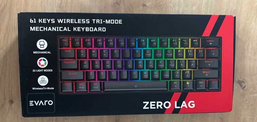 Tastatură Wireless Mecanică Evaro – 60% – Nouă, în cutie