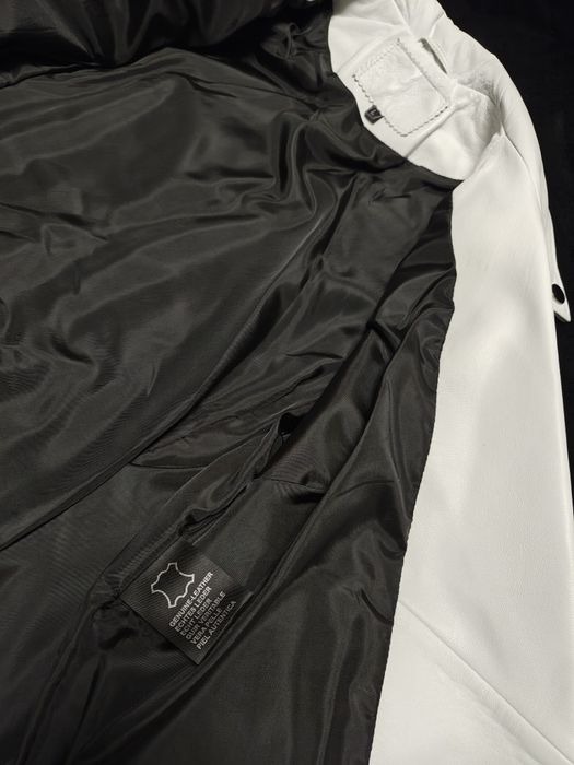 Jacheta, geaca piele naturala, alb, noua