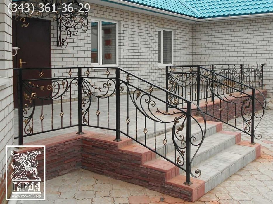 Решётка,  перила, навес, кованные