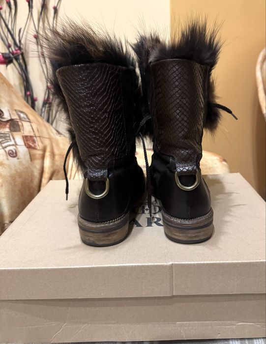 Дамски боти Daris от естествена  кожа и пух