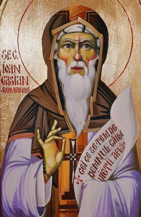 Sfantul Cuvios CASIAN, icoana pictata, 20 x 30 cm, ornament