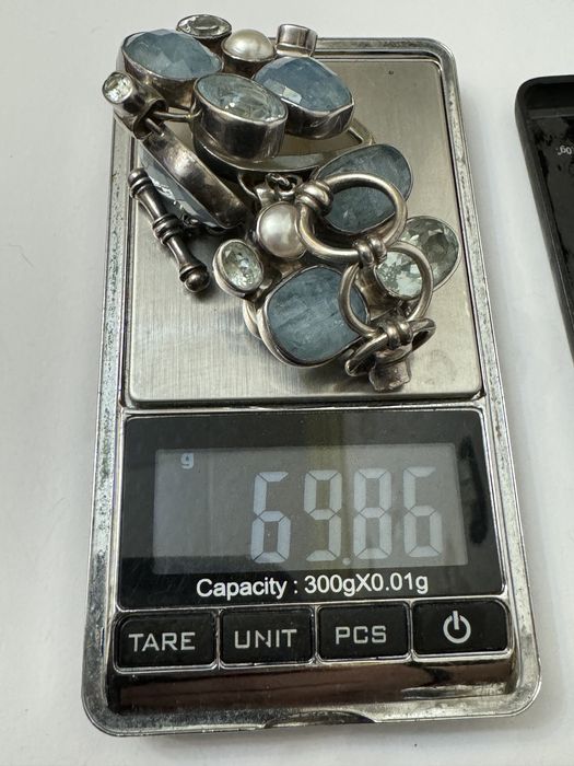 Unicat! Bratara Starborn cu Druzy, aquamarin, topaz, perle. Argint 925