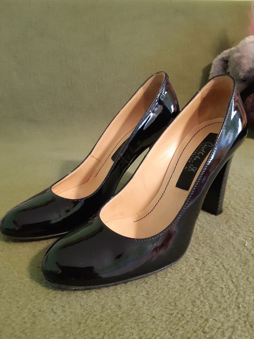 Pantofi Musette, piele lacuita neagra, marimea 35