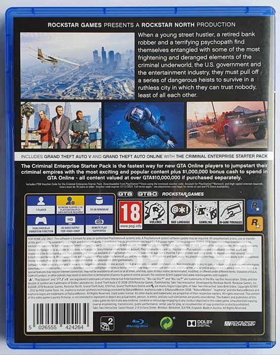 GTA 5 Grand Theft Auto V Premium PS4 Playstation 4 Плейстейшън 5 PS5