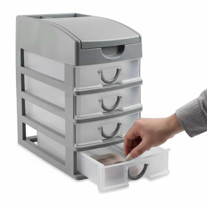 Organizator de birou cu 4 sertare depozitare accesorii cosmetice hobby