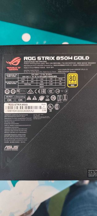 Asus ROG-STRIX-850W, 80 PLUS Gold, negru